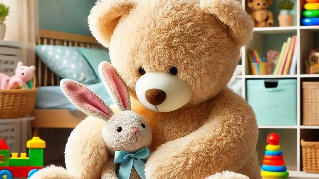 Oso de peluche grande y conejito de peluche.
